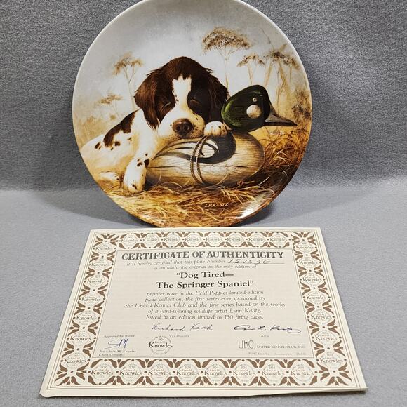 1987 "Dog Tired-The Springer Spaniel" 8.5" Collector Decorator Plate Lynn Kaatz - Picture 4 of 10
